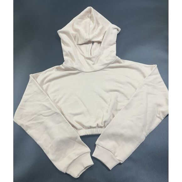 Naked Wardrobe NWOT Hoodie Beige French Terry Crop in‎ Size Small - Picture 1 of 7